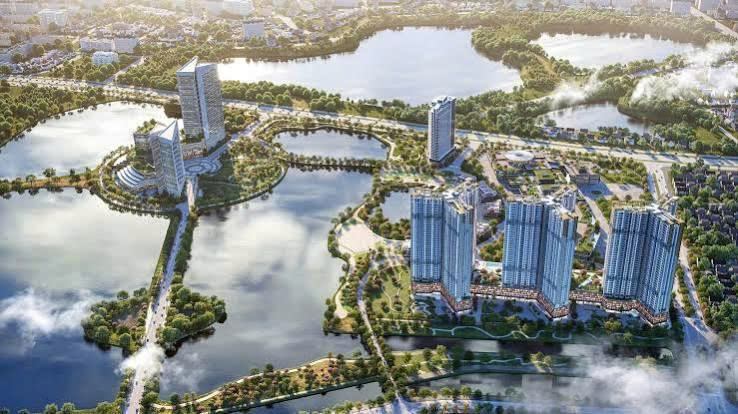 Phối cảnh tổng thể Central Residence với ba tòa tháp trong khu đô thị Gamuda Yên Sở